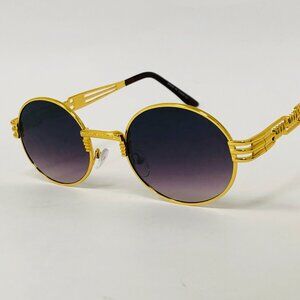 Oval Black Lens Men Sunglasses Square Gold Frame Hip Hop Style Sophisticated New